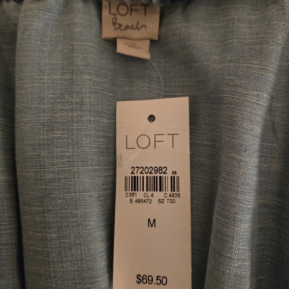 NWT, Ann Taylor LOFT Beach, Chambray, Tie Front Romper, Size: M - Picture 6 of 10